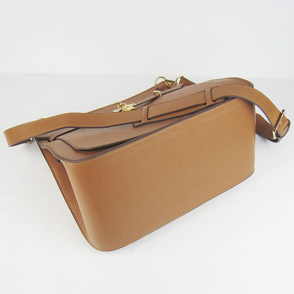 Replica Hermes Jypsiere Fjord Leather Messenger Bag Light Coffee H6508 - 1:1 Copy